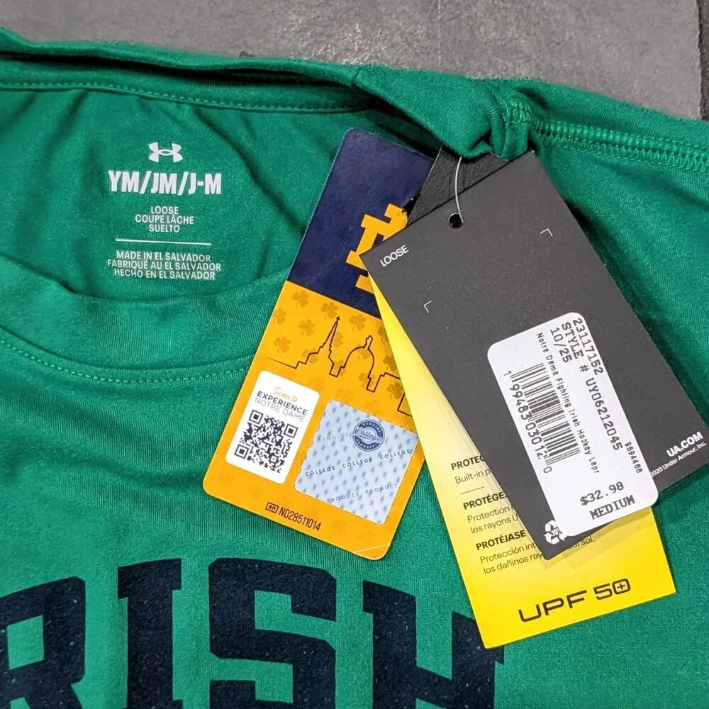Youth UNDER ARMOUR Notre Dame Hockey Leprechaun NWT - Picture 3 of 6